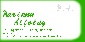 mariann alfoldy business card